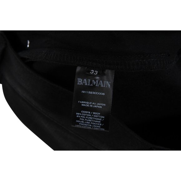 Balmain Mens Waxed Jeans 33x33 Black Slim Knee Slashed Distressed Stretch Denim - Picture 6 of 11